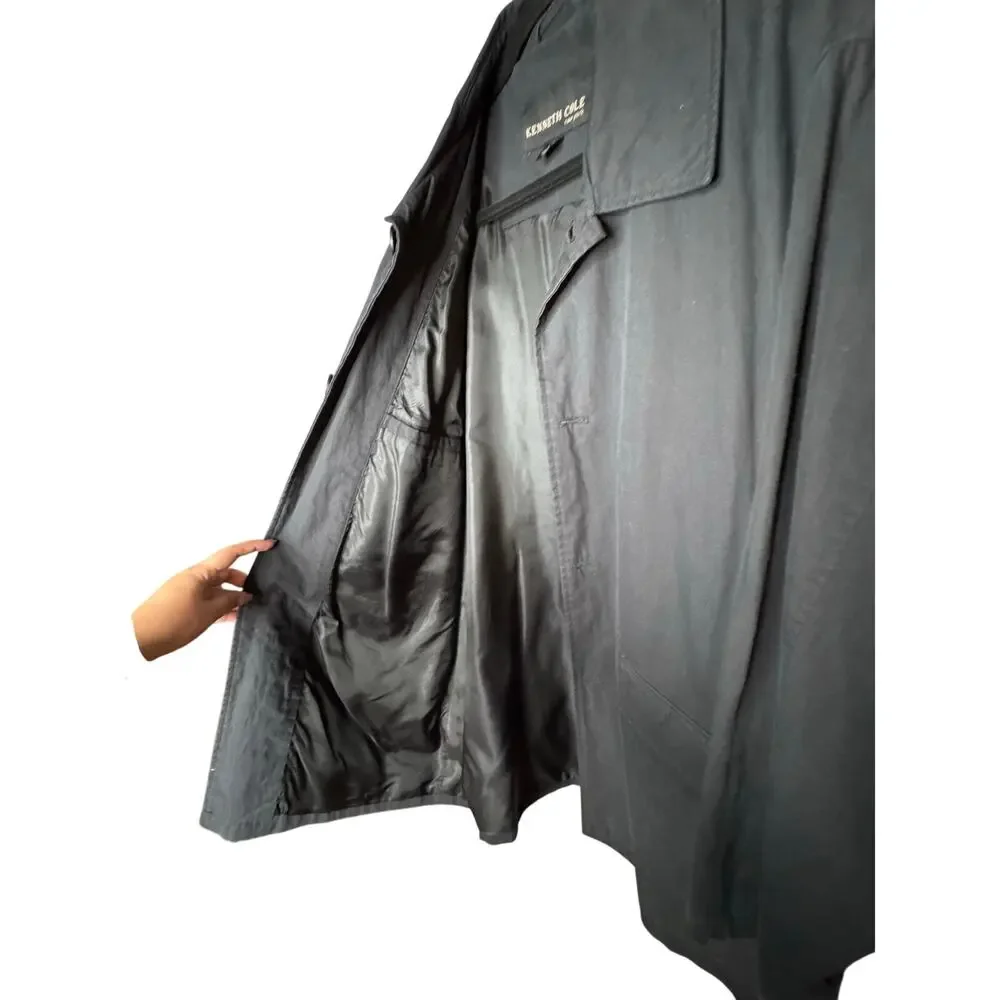KENNETH COLE NEW YORK MENS BLACK RAIN OVERCOAT SIZE L